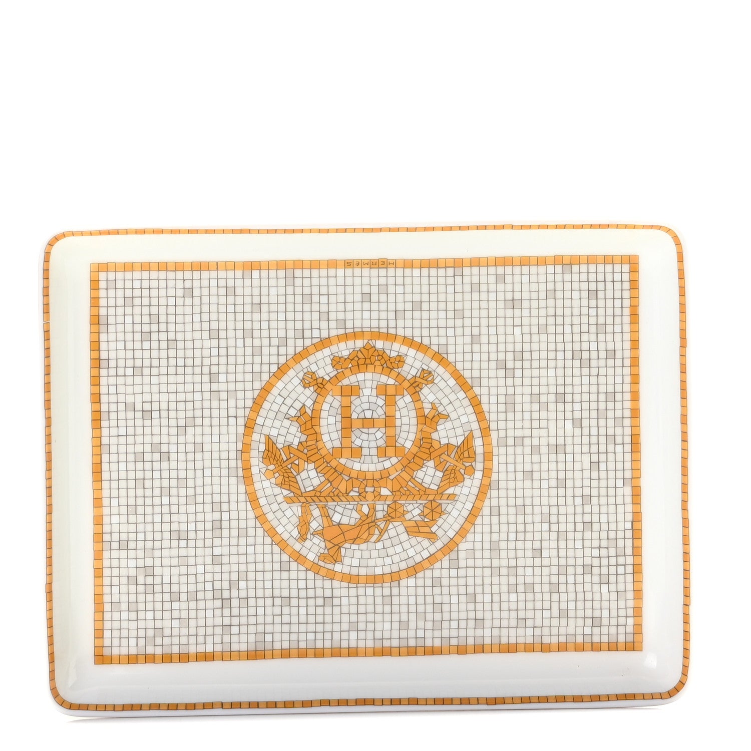 Hermes Porcelain Mosaique au 24 Gold Sushi Plate 1 of 5