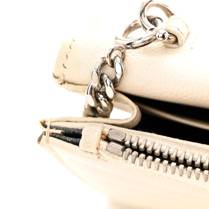 Saint Laurent Grain De Poudre Matelasse Chevron Monogram Envelope Chain Wallet White 14 of 21