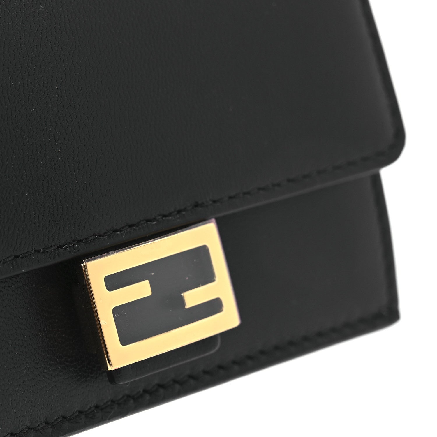 Fendi Nappa Matisse FF Diagonal Embossed Fold Over Card Holder Wallet Black 6 of 8