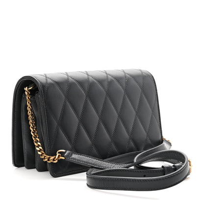 Saint Laurent Lambskin Diamond Quilted Monogram Angie Chain Bag Dark Smog 3 of 12