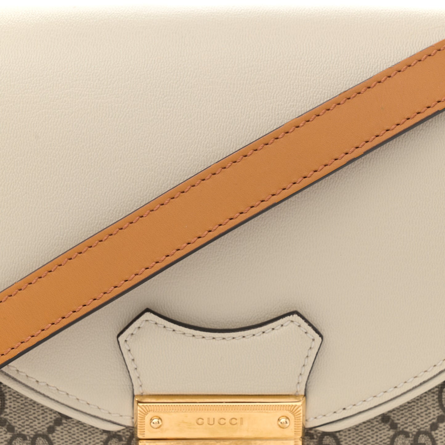 GG Supreme Monogram Calfskin Small Padlock Messenger Shoulder Bag Beige Mystic White Sun Oil