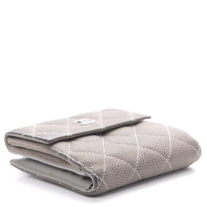 Chanel Iridescent Caviar Quilted Compact French Flap Wallet Grey 4 of 16