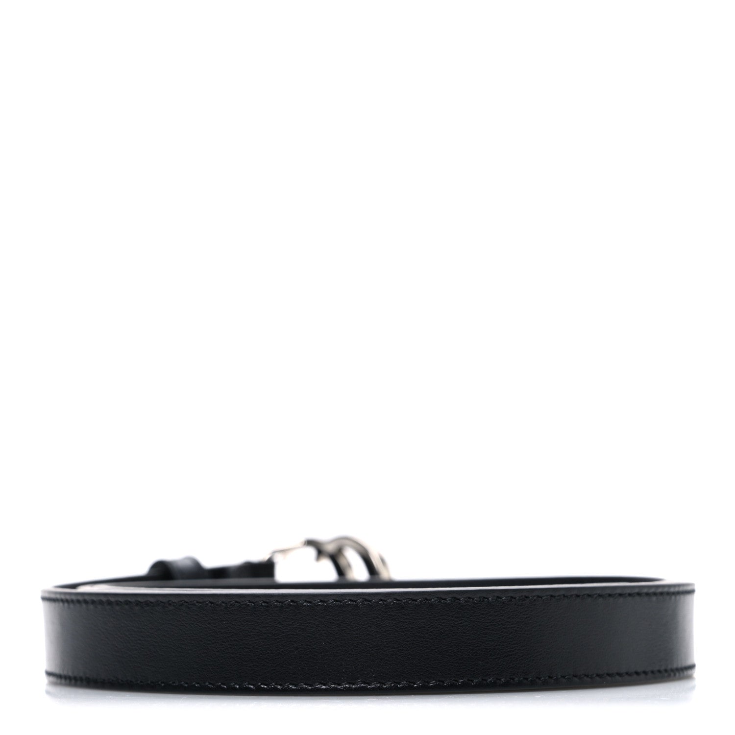 Gucci Plutone Calfskin Palladium Double G 20mm Belt 95 38 Black 2 of 5