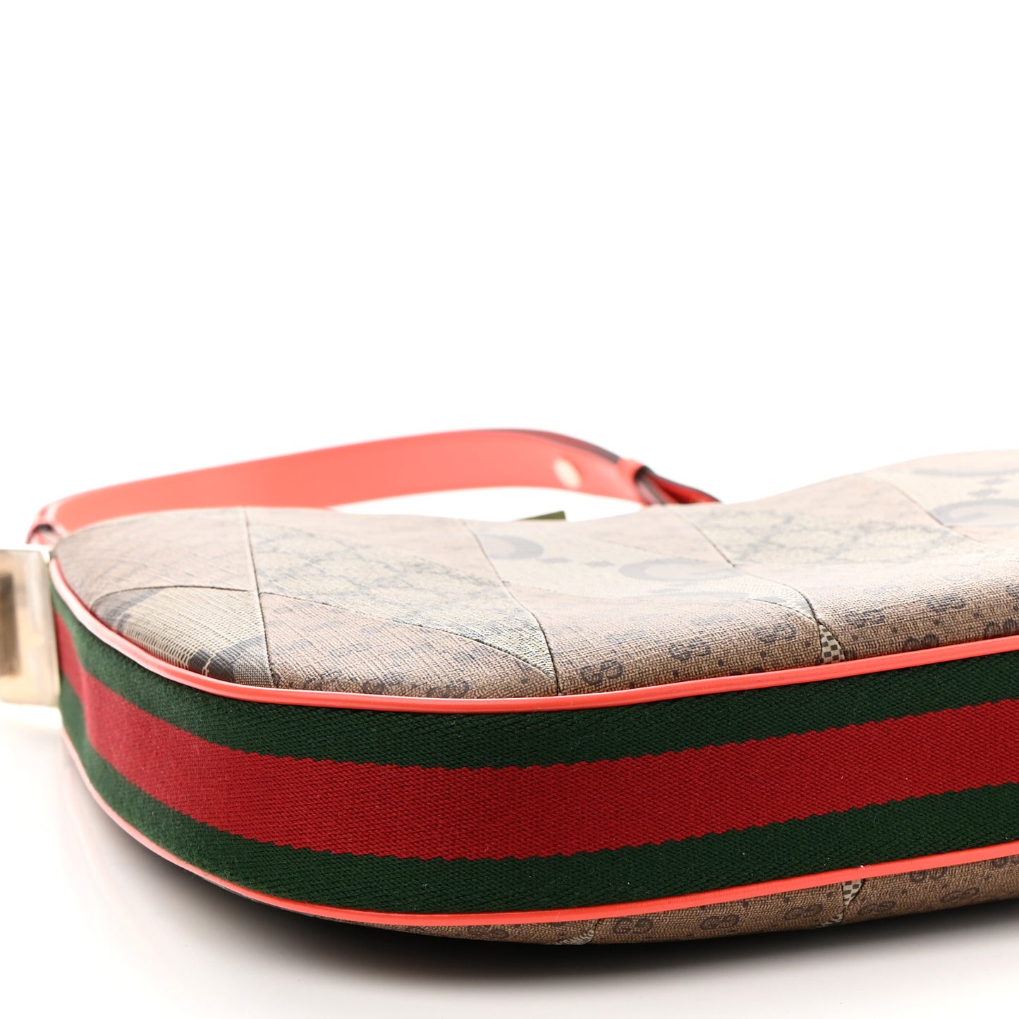 GG Supreme Monogram Mix Monogram Web Patchwork Large Attache Shoulder Bag Beige Multicolor
