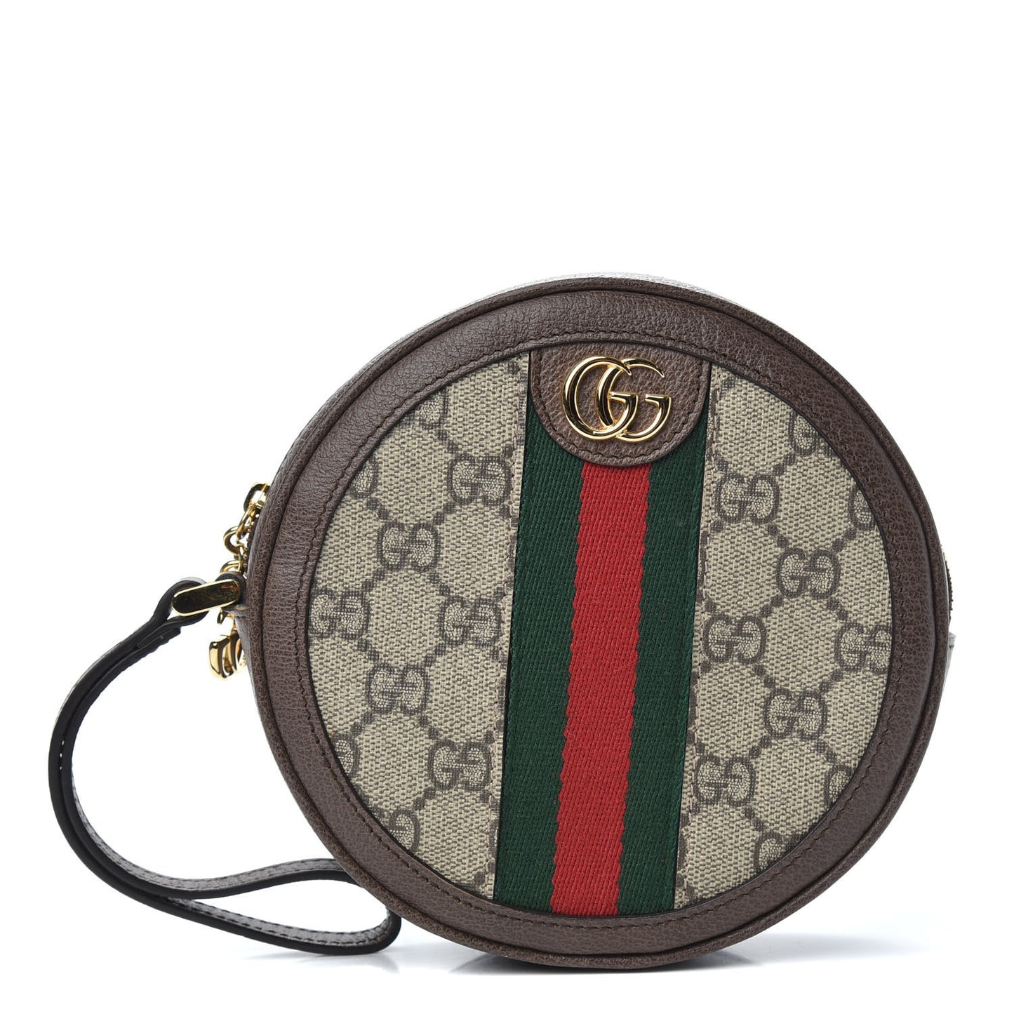 GG Supreme Monogram Web Ophidia Circle Wristlet Beige New Acero