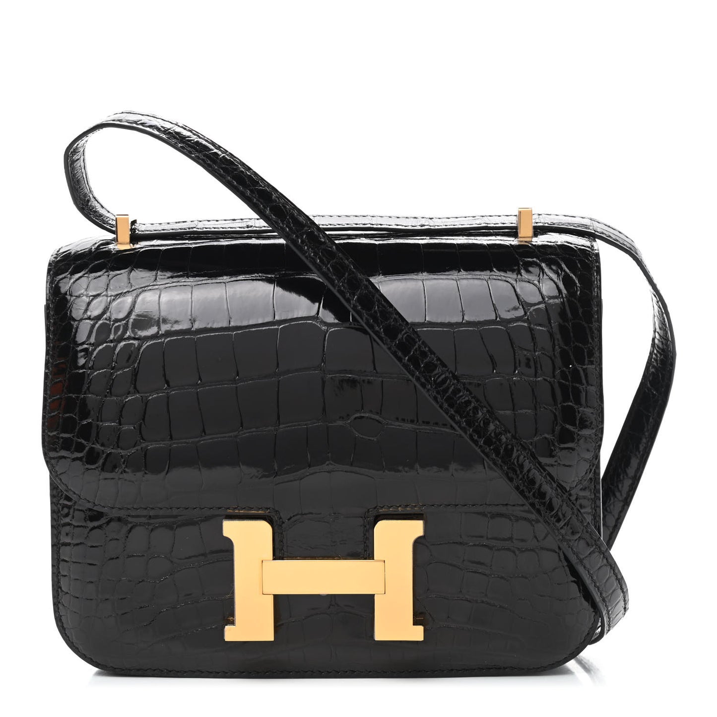 Shiny Alligator Constance 18 Black