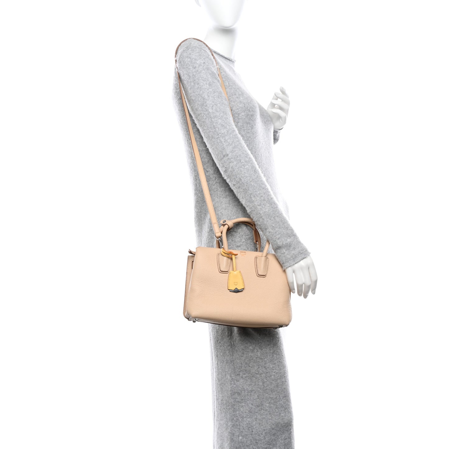Grained Calfskin Mini Milla Tote Beige