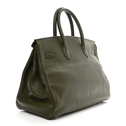 Hermes Taurillon Clemence Birkin 35 Vert Olive 3 of 16