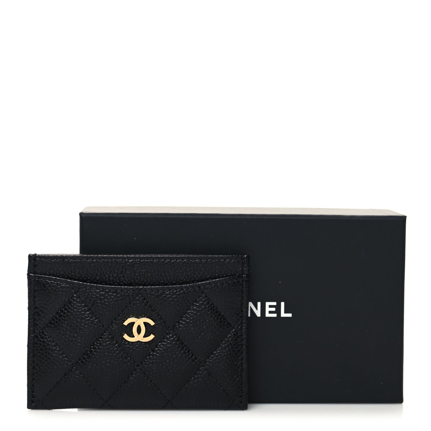 Caviar Quilted Card Holder Black