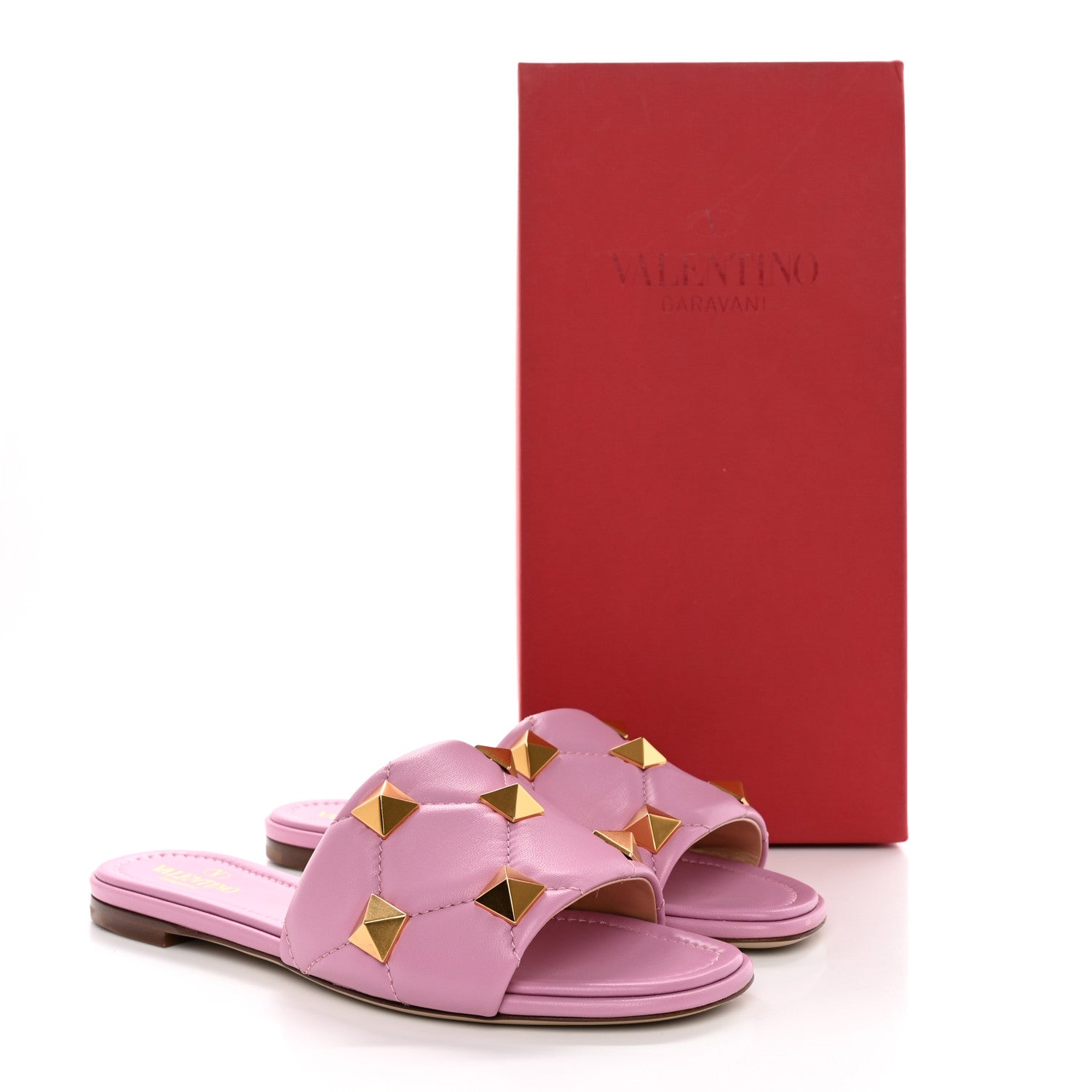 Valentino Garavani Nappa Roman Stud Flat Slide Sandals 37 Giacinto 14 of 14