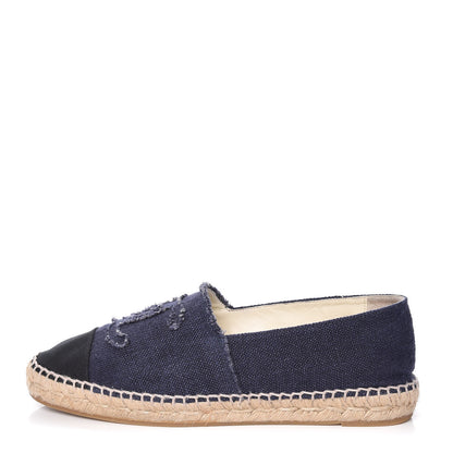 Chanel Denim Toile CC Espadrilles 41 Navy Black 1 of 15