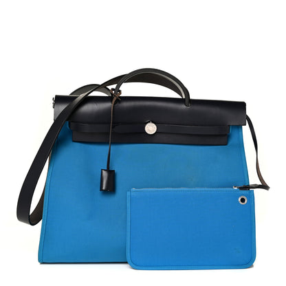 Hermes Toile Vache Hunter Herbag Zip 39 MM Bleu Zanzibar 1 of 17