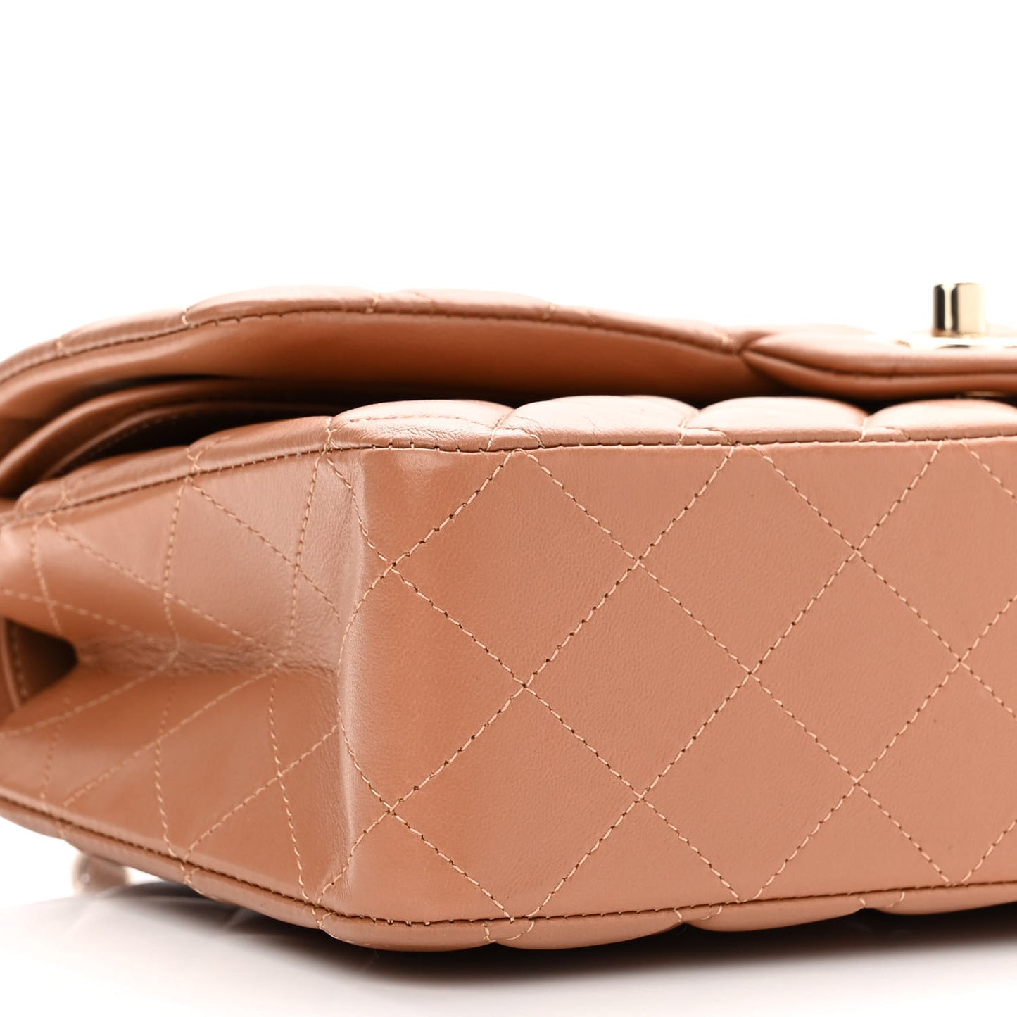 Lambskin Quilted Medium Double Flap Brown