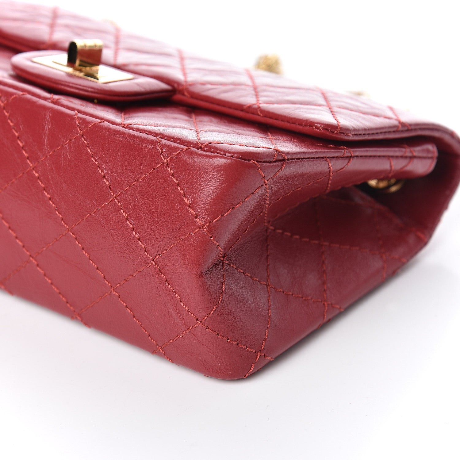 Chanel Aged Calfskin Quilted 2.55 Reissue Mini Flap Red 6 of 10