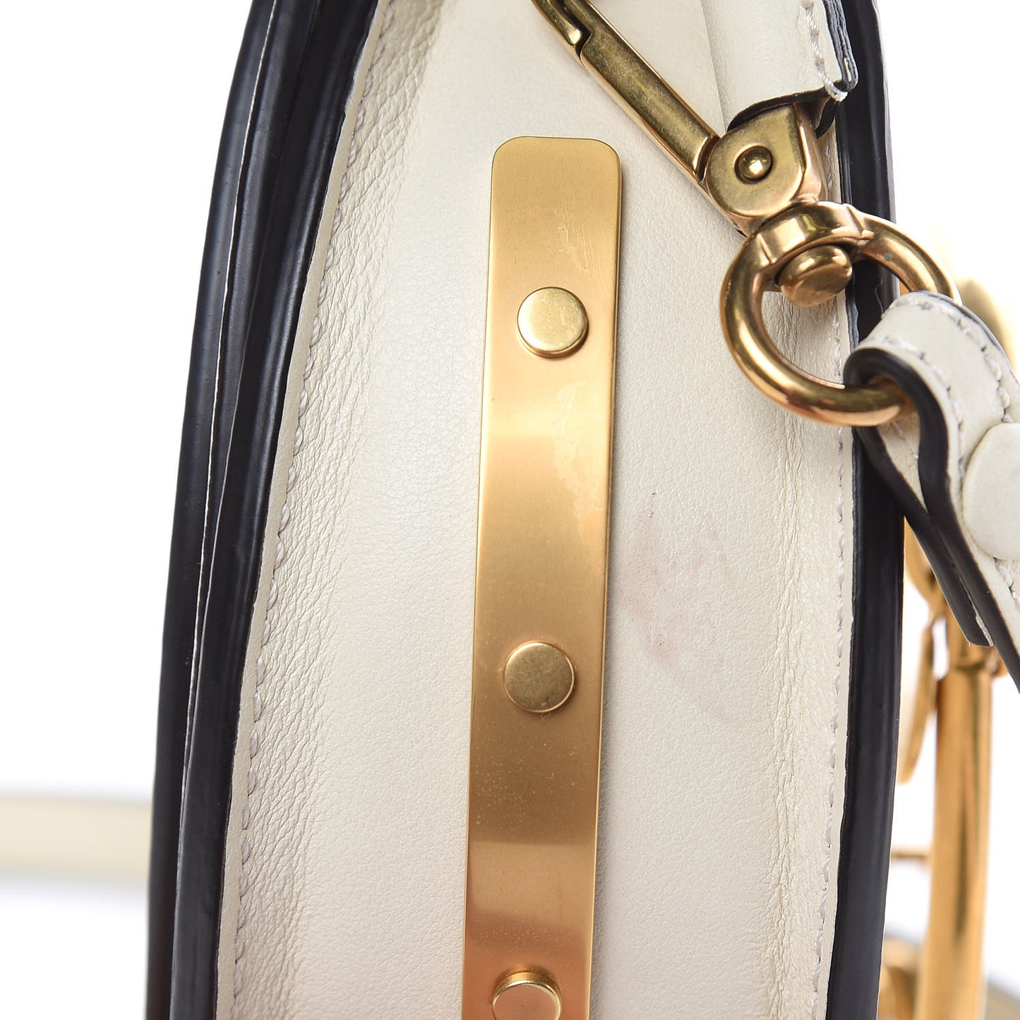 Calfskin Small Nile Bracelet Minaudiere Bag Off White