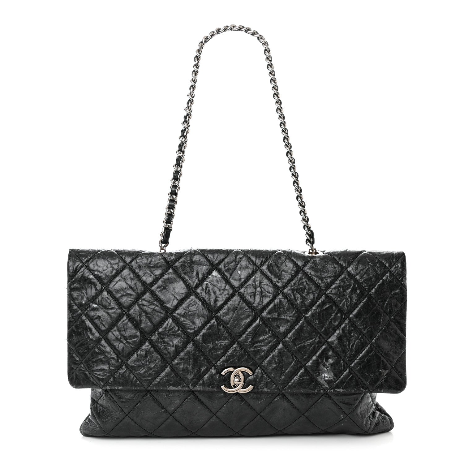 Chanel Metallic Crumpled Calfskin Big Bang Large Flap Bag Black 1 of 15