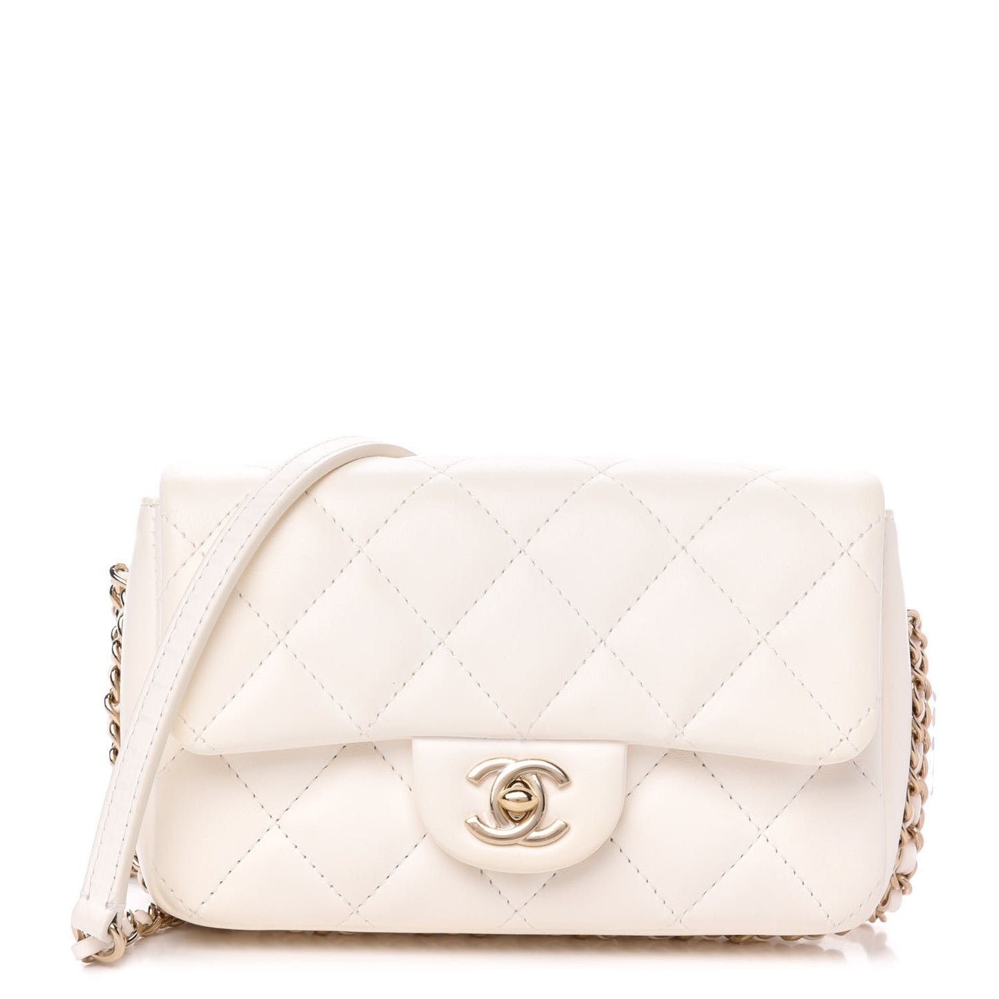 Lambskin Quilted Mini My Precious Flap White