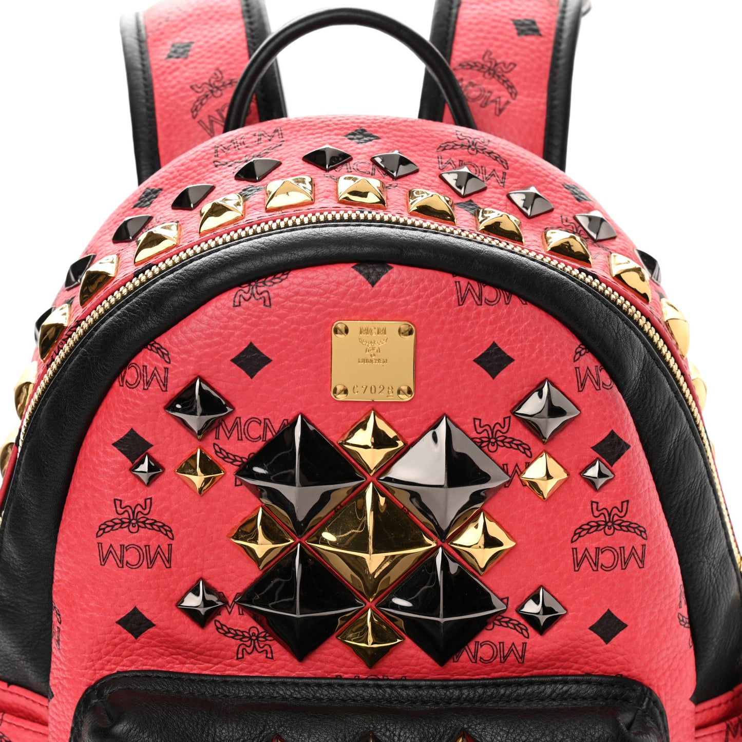 Visetos Studded Colorblock Small Stark Brock Backpack Coral Black