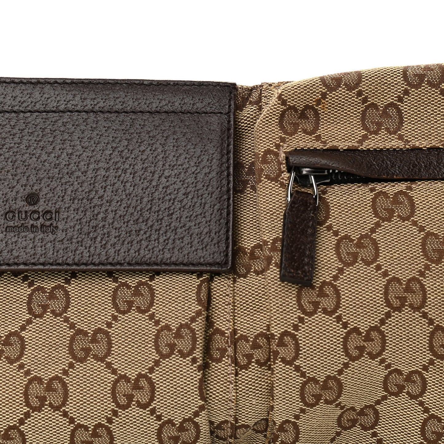 GG Monogram Double Pocket Belt Bag Dark Brown