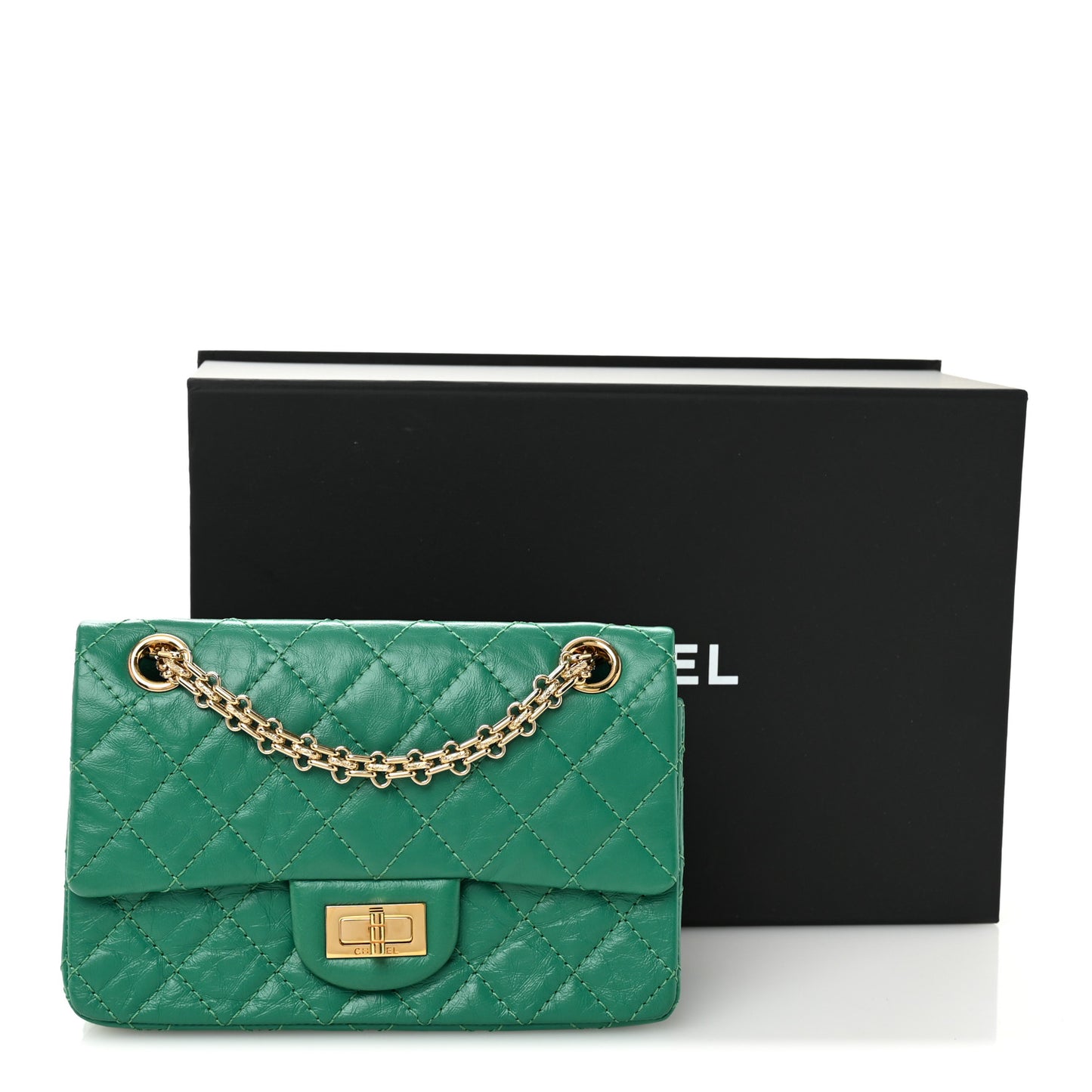 Aged Calfskin Quilted 2.55 Reissue Mini Flap Green