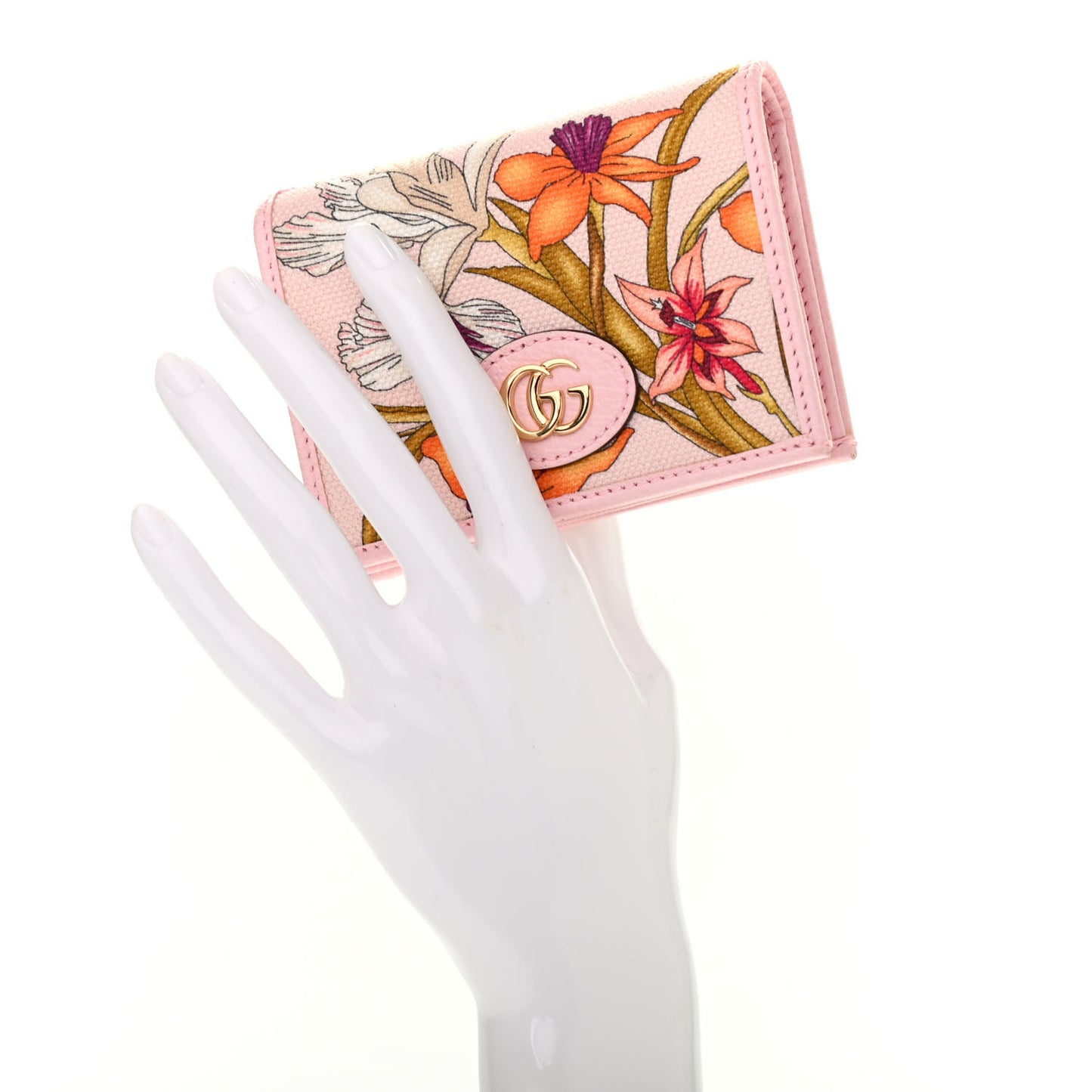 Canvas Flora Card Case Wallet Pink