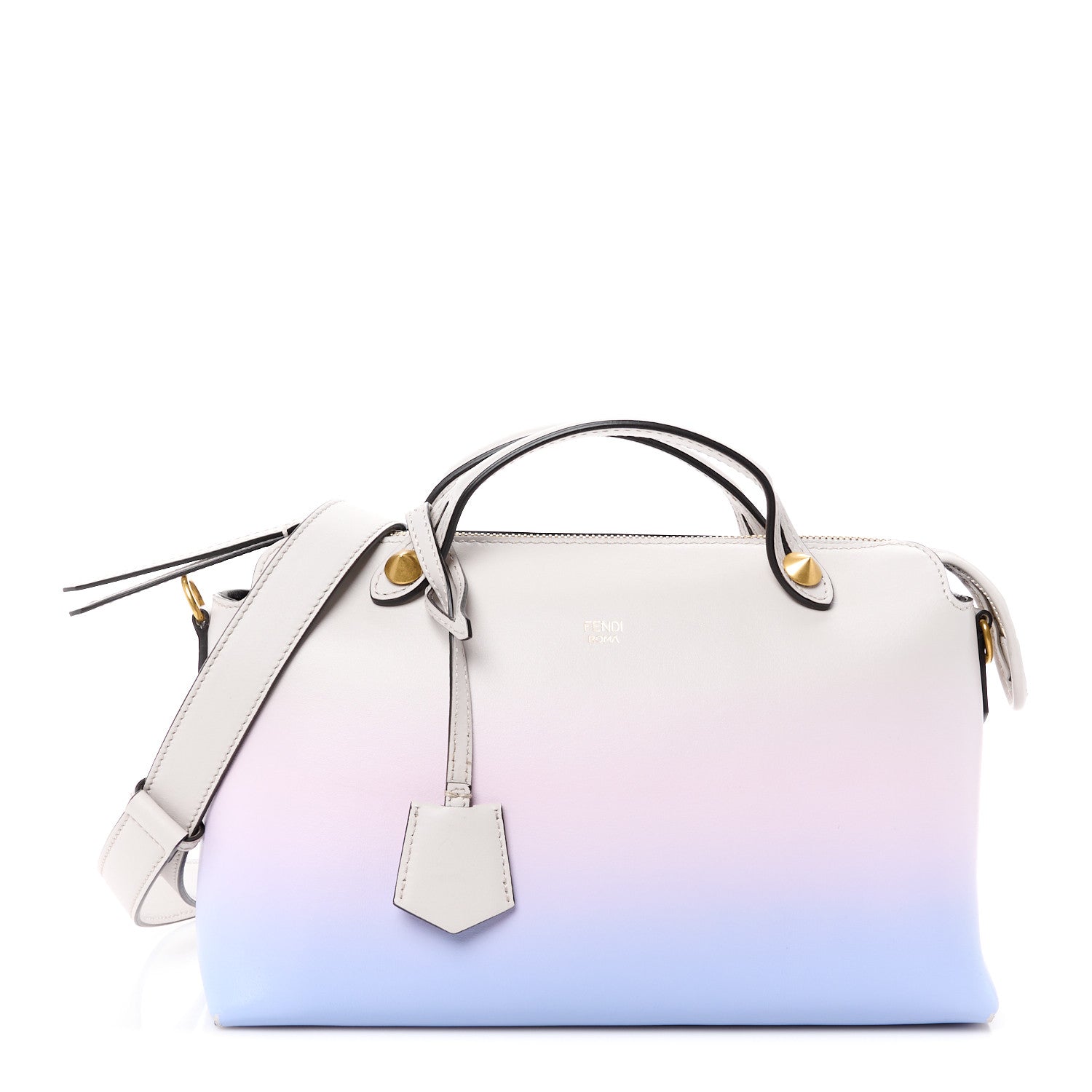 Fendi X JOSHUA VIDES Vitello Century Sfumato Medium By The Way Boston Bag Ghiaia Rosa Azzurro 1 of 16