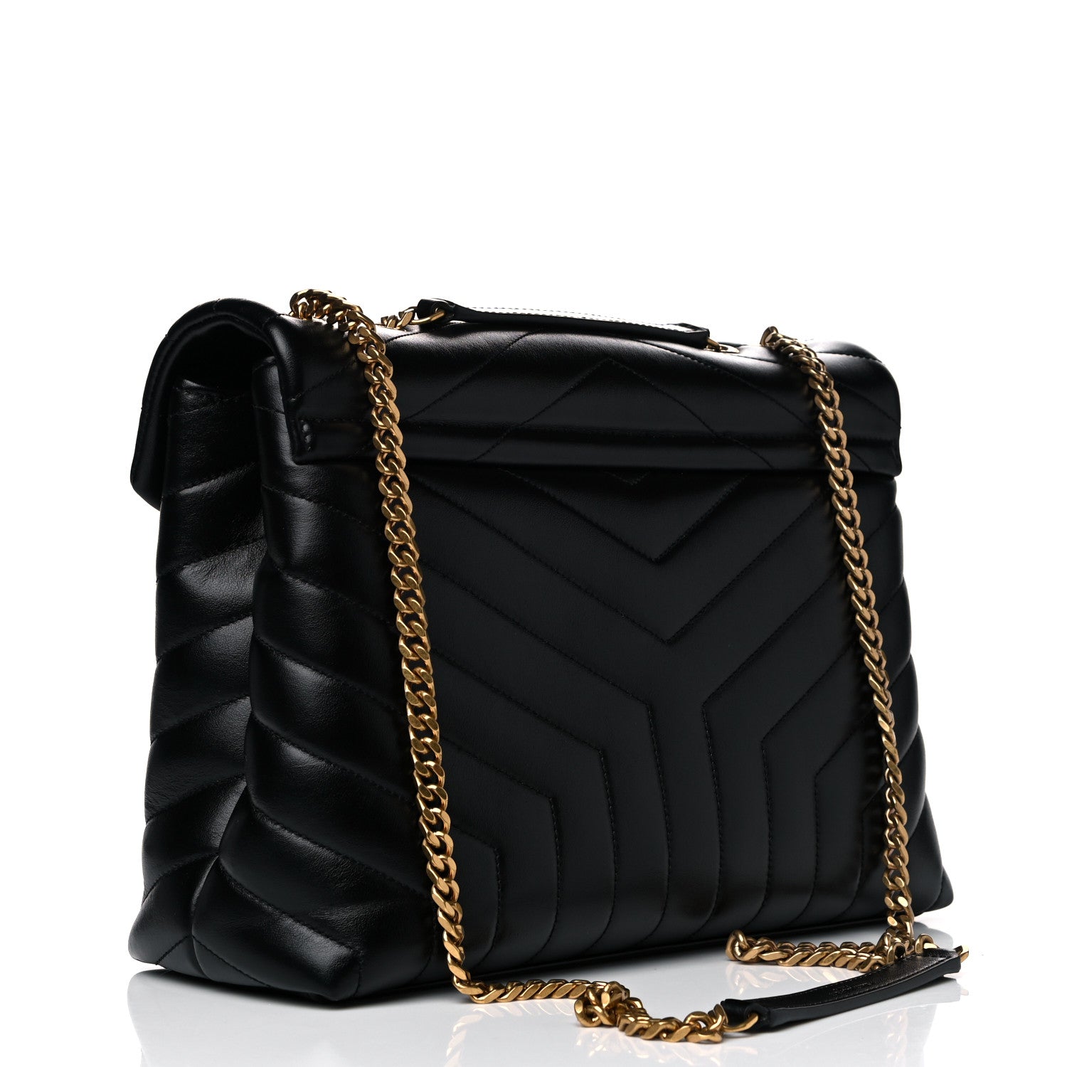 Saint Laurent Calfskin Y Quilted Monogram Medium Loulou Chain Satchel Black 4 of 15