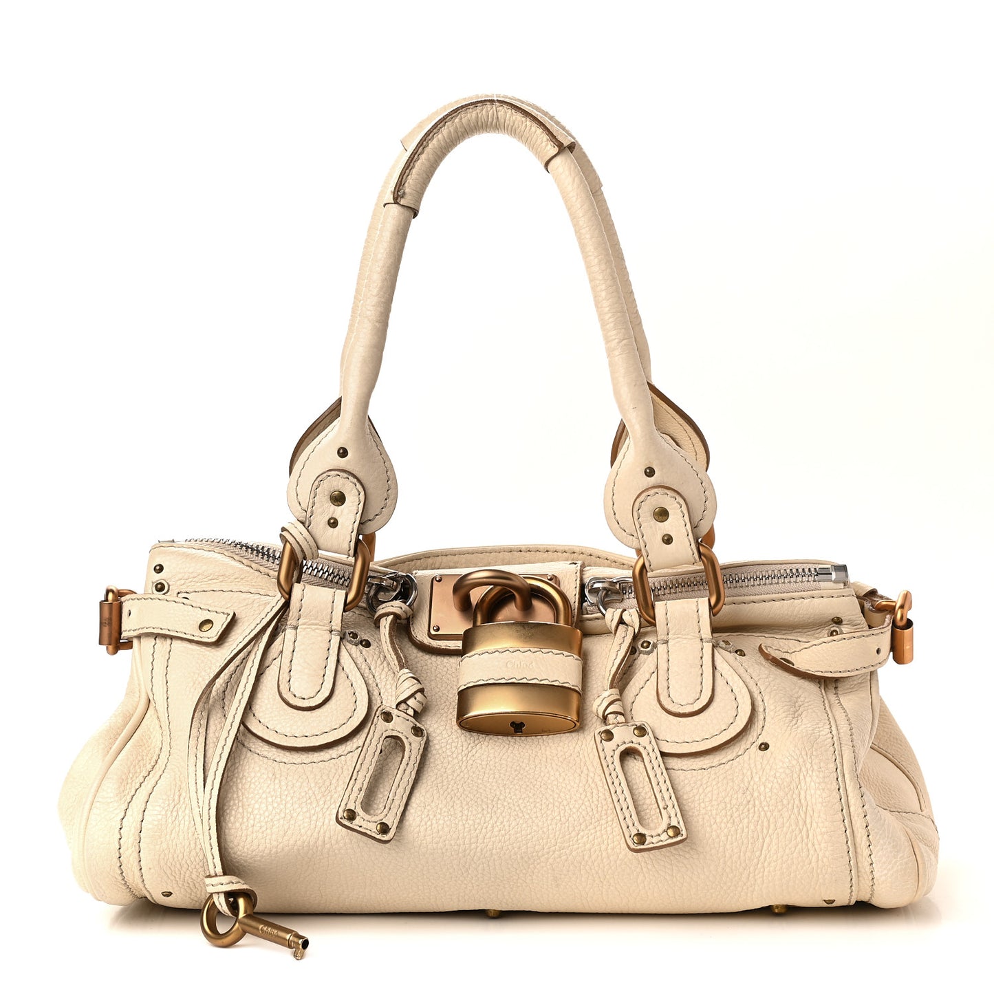 Calfskin Medium Paddington Satchel Off White