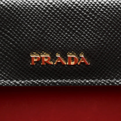 Prada Saffiano Cuir Medium Double Bag Black Fuoco 6 of 13