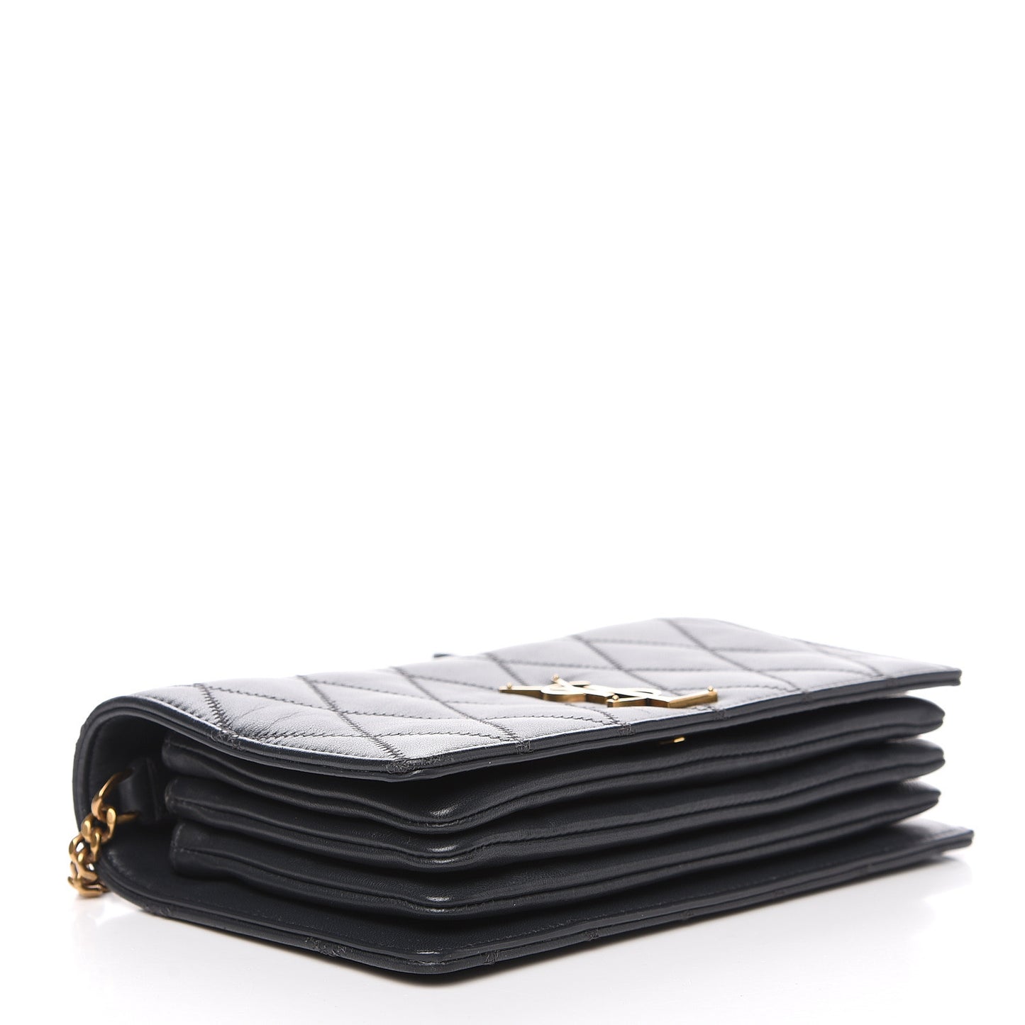 Lambskin Diamond Quilted Monogram Angie Chain Bag Dark Smog