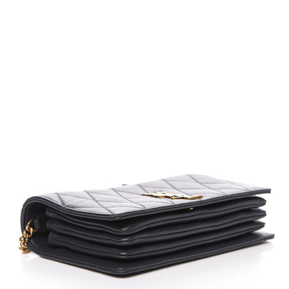 Saint Laurent Lambskin Diamond Quilted Monogram Angie Chain Bag Dark Smog 3 of 11