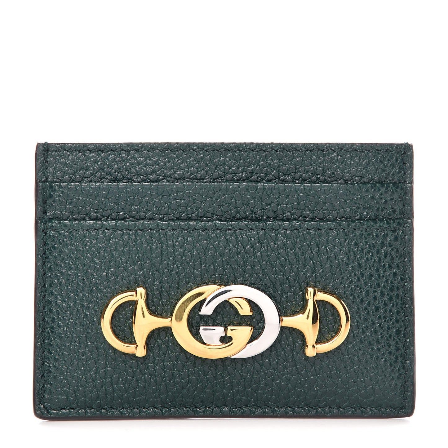 Grainy Calfskin Zumi Card Holder Vintage Green