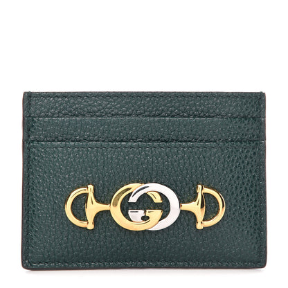 Gucci Grainy Calfskin Zumi Card Holder Vintage Green 1 of 7