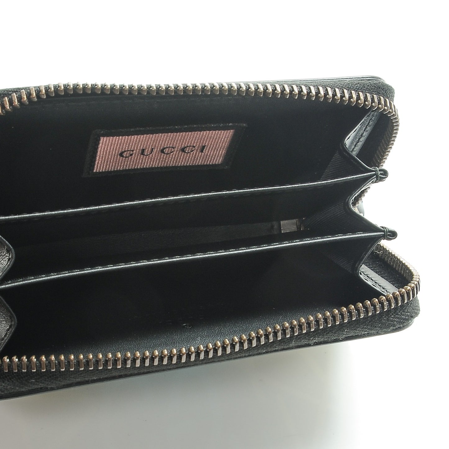 Calfskin GucciGhost Zip Around Card Case Black New Acquamarine