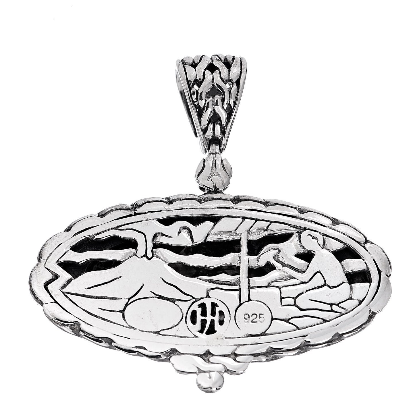 Sterling Silver Oval Palu Hammered Pendant