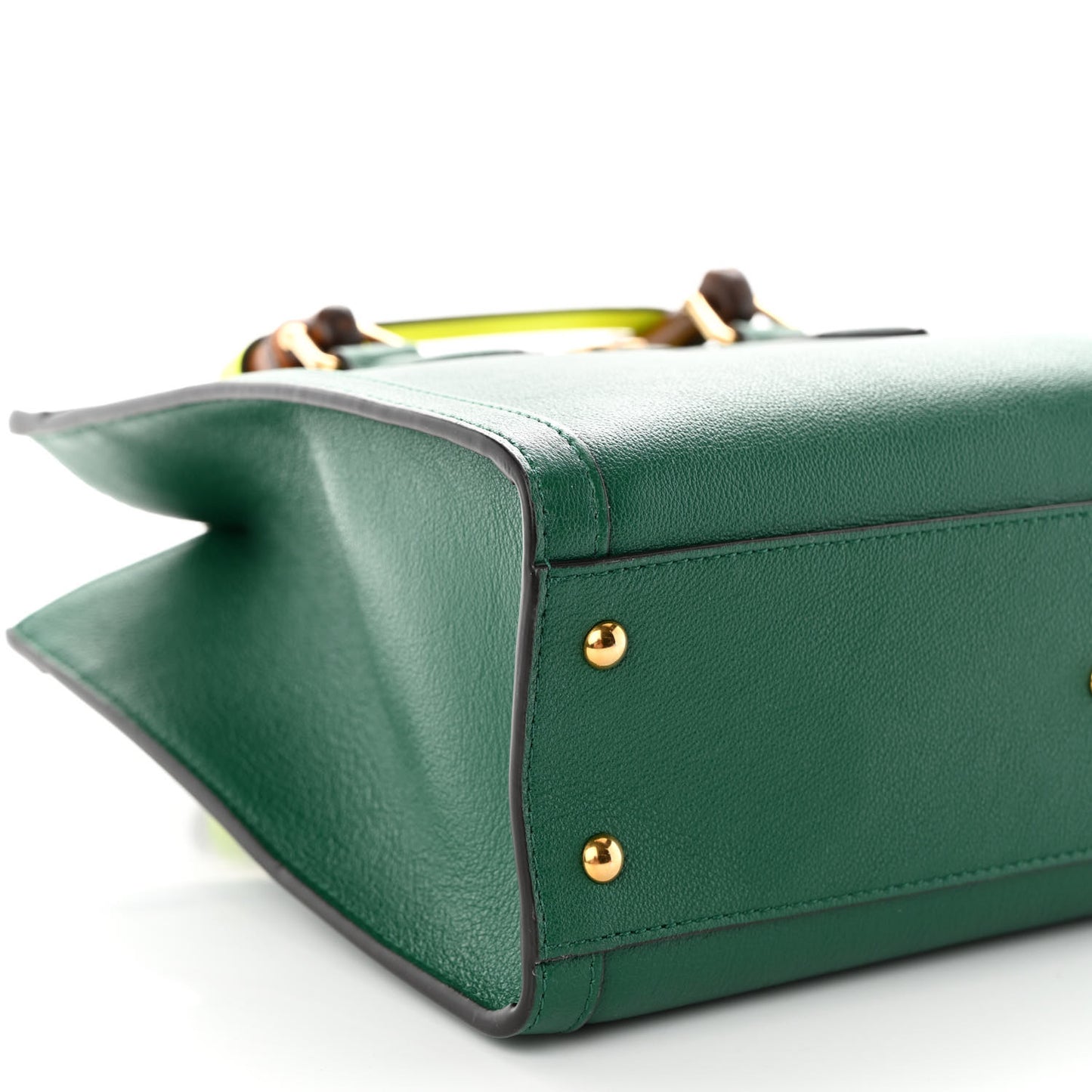 Wonka Grain Calfskin Small Diana Tote Bag Green Yellow Fluo