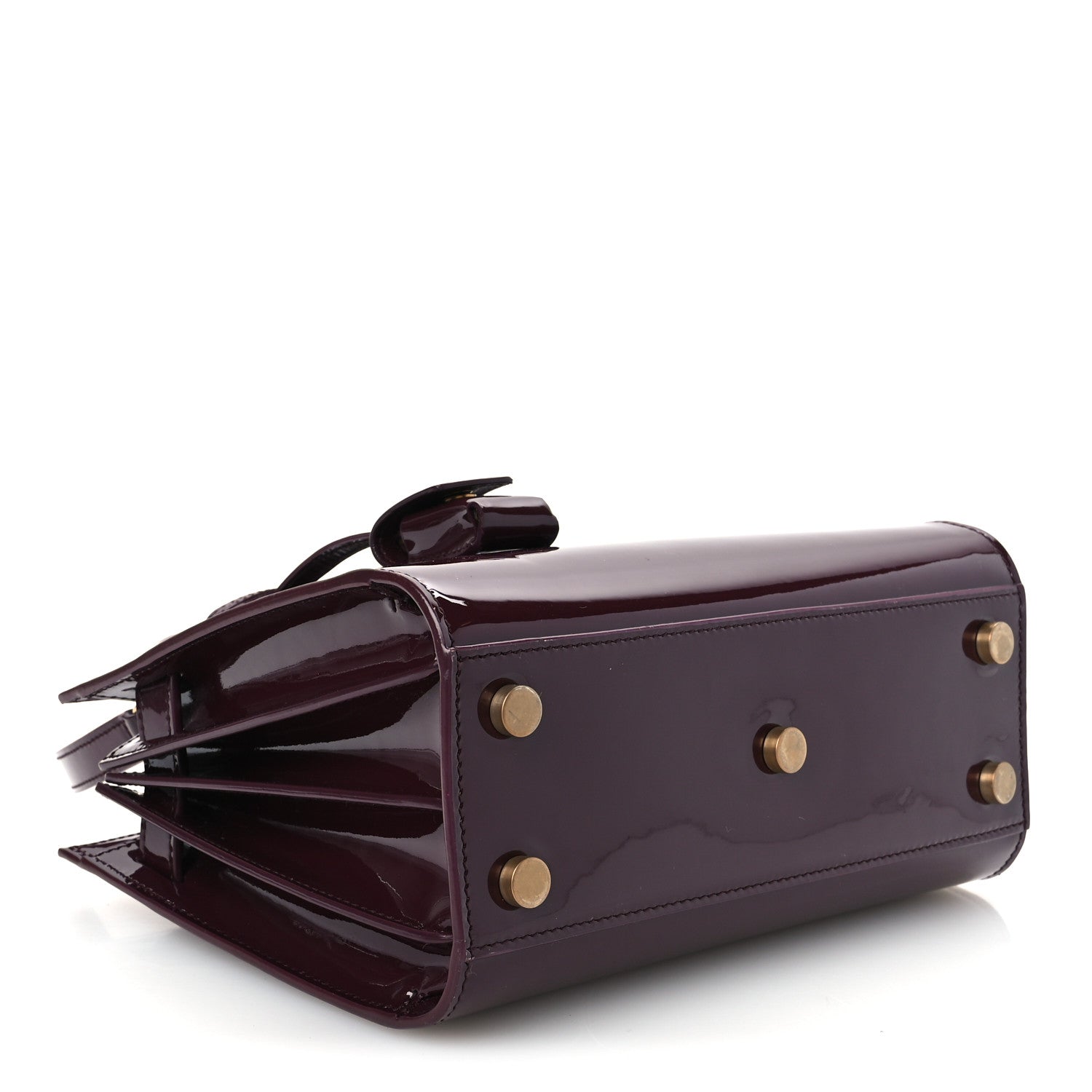 Saint Laurent Patent Nano Sac de Jour Dark Red Wine 4 of 10