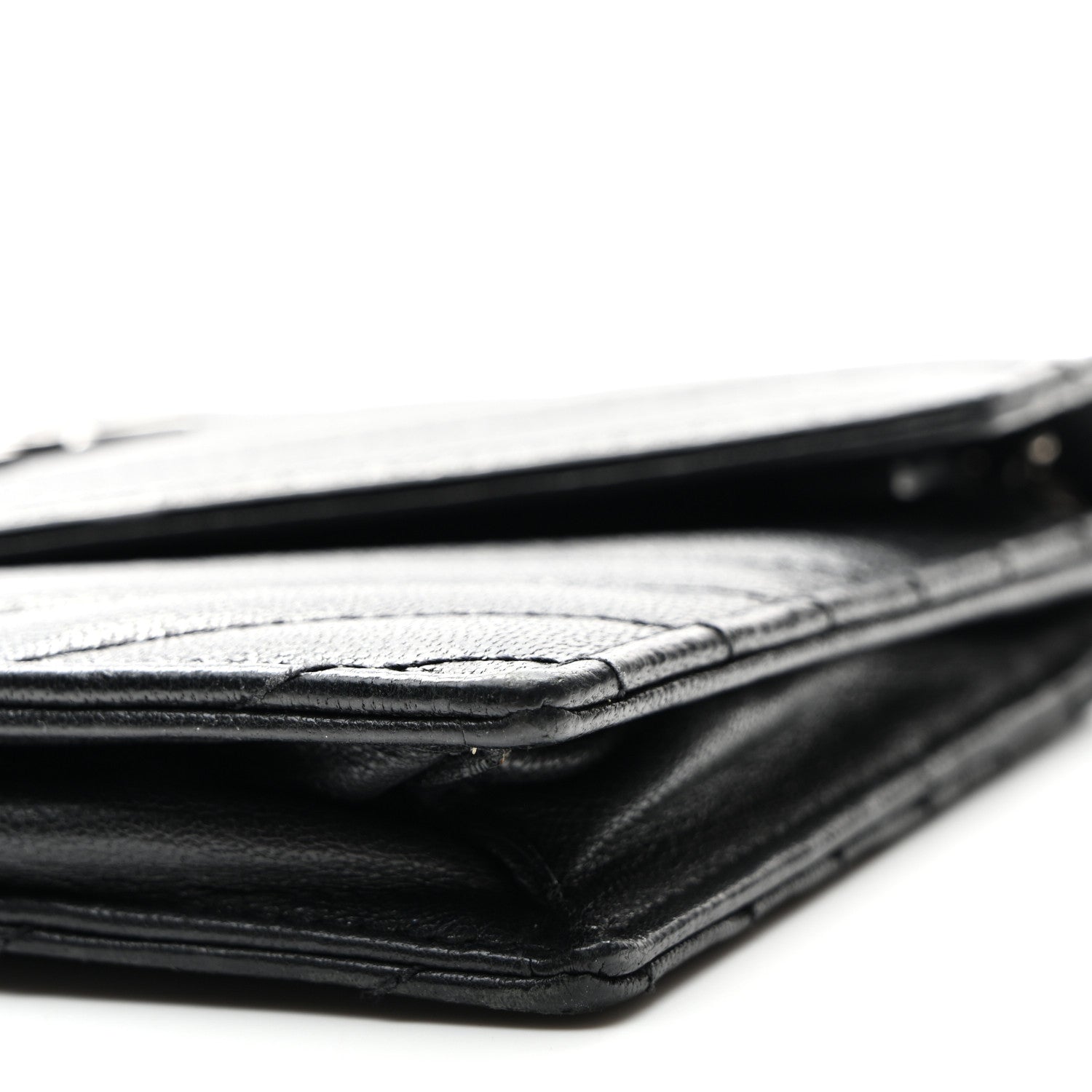 Saint Laurent Calfskin Matelasse Chevron Monogram Envelope Chain Wallet Black 11 of 11