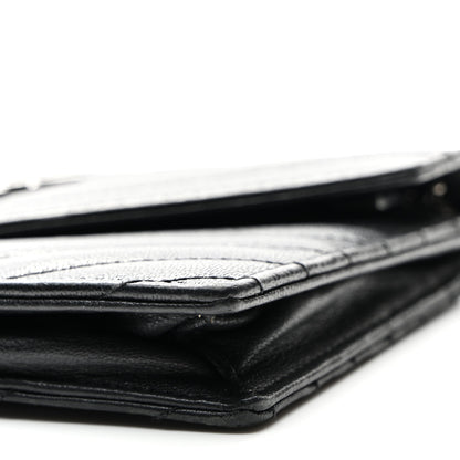 Saint Laurent Calfskin Matelasse Chevron Monogram Envelope Chain Wallet Black 11 of 11