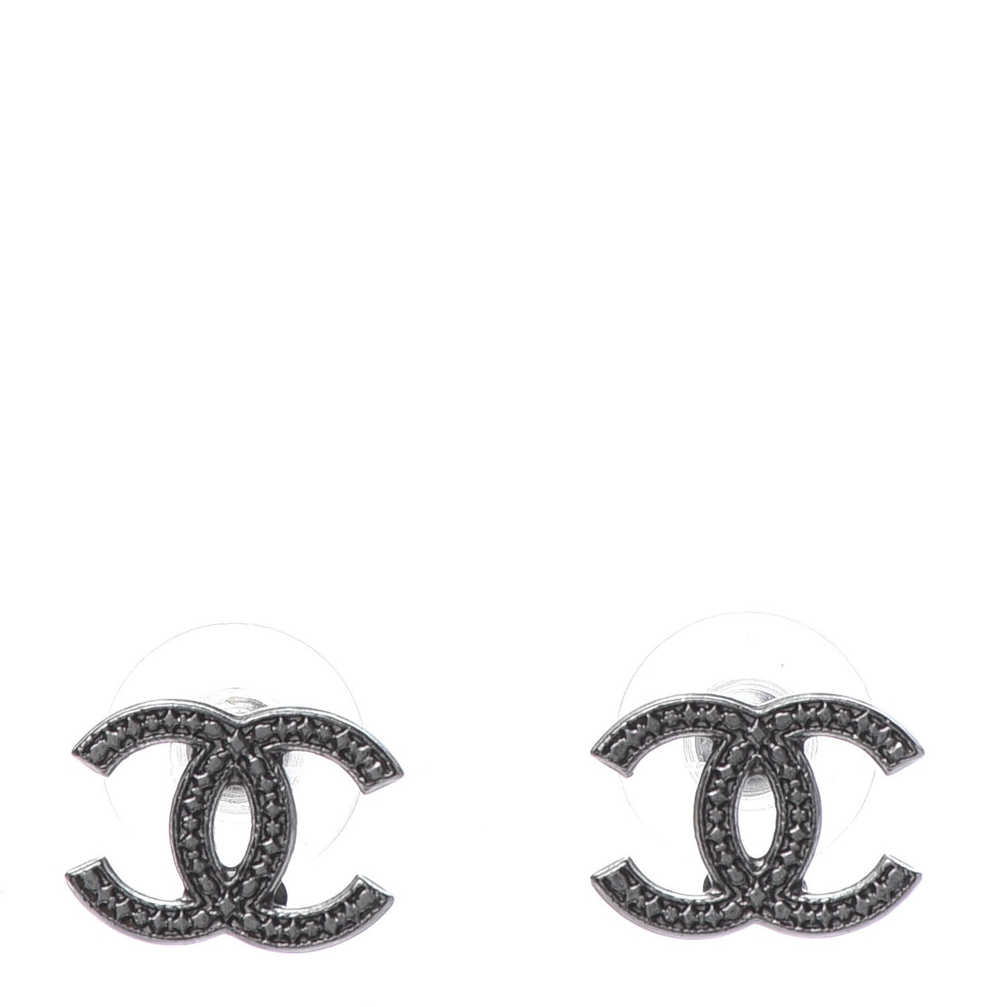 Ruthenium Engraved CC Earrings