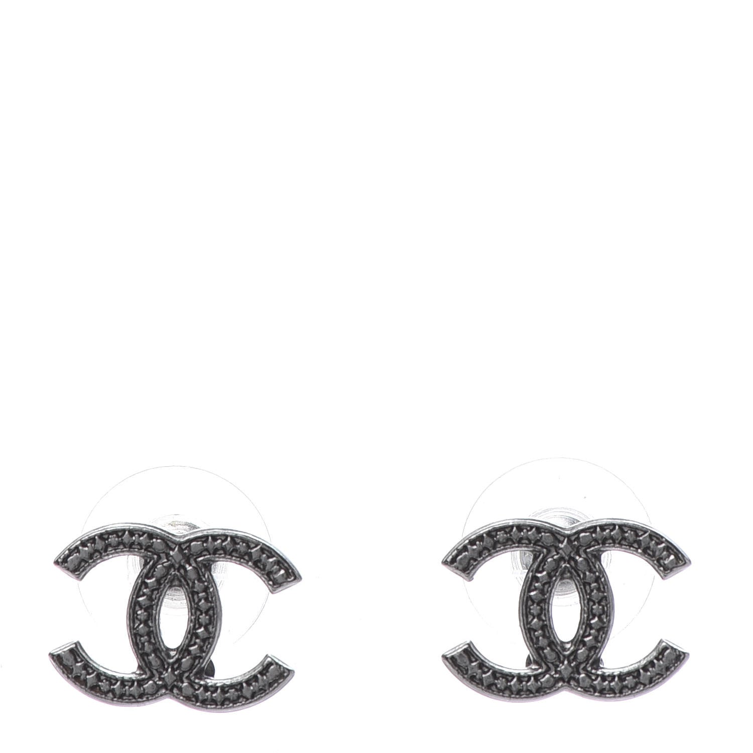 Chanel Ruthenium Engraved CC Earrings 1 of 5