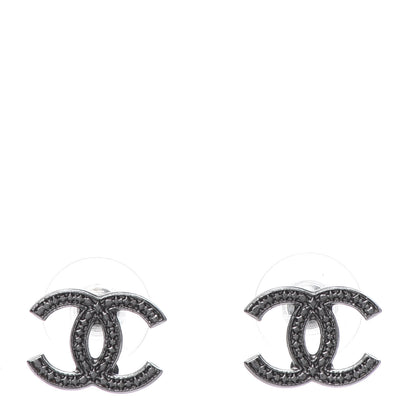 Chanel Ruthenium Engraved CC Earrings 1 of 5