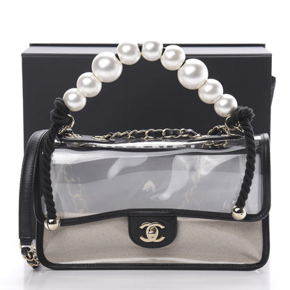 Chanel Lambskin PVC Sand By The Sea Flap With Pearl Strap Black 12 of 12