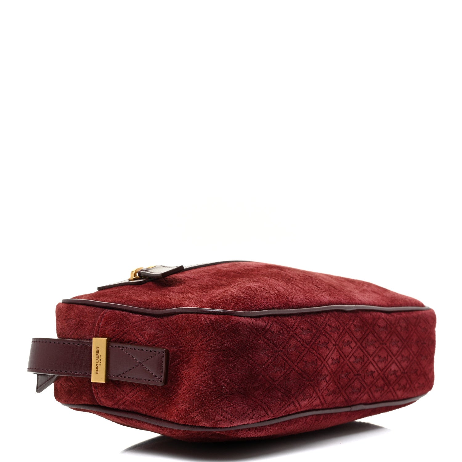 Saint Laurent Suede Monogram All Over Camera Bag Burgundy 4 of 13
