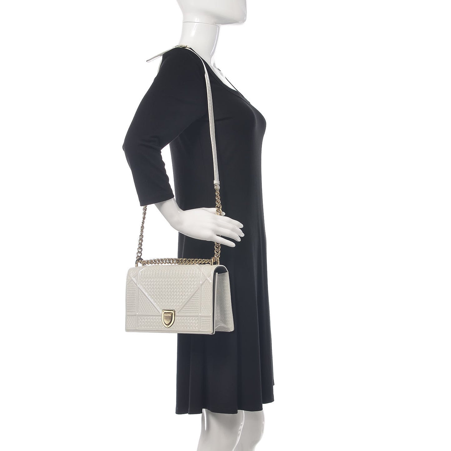 Patent Micro-Cannage Medium Diorama Flap Bag White