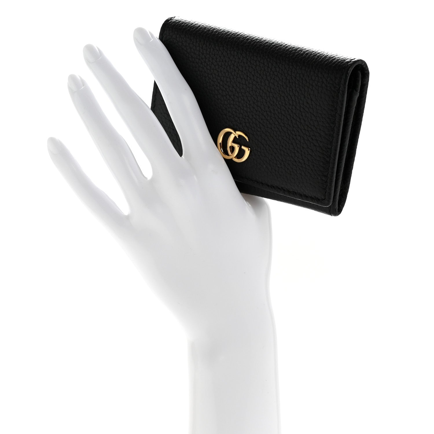 Gucci Pebbled Calfskin Bi-Color GG Marmont Card Case Black Rosso Ancora 2 of 10