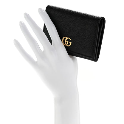 Gucci Pebbled Calfskin Bi-Color GG Marmont Card Case Black Rosso Ancora 2 of 10