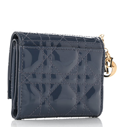 Christian Dior Patent Cannage Lady Dior Lotus Wallet Denim Blue 3 of 8