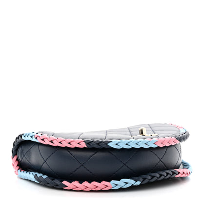 Chanel Lambskin Quilted Braided Messenger Flap Navy Multicolor 4 of 11