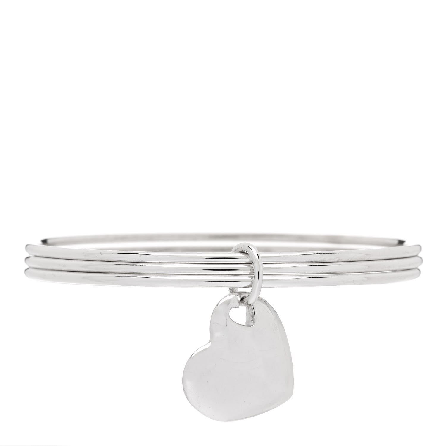 Tiffany Sterling Silver Heart Triple Bangle Bracelet 1 of 3
